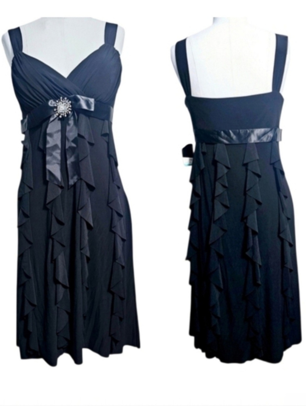 Scarlett Nite Women's Black Tiered Ruffles Fairycore Cocktail Dress Coquette 10